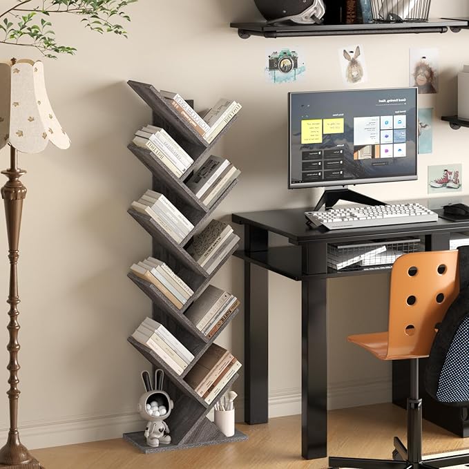 10 Tier Tree Book Shelf, Floor Standing Wood Bookshelf - Image 7