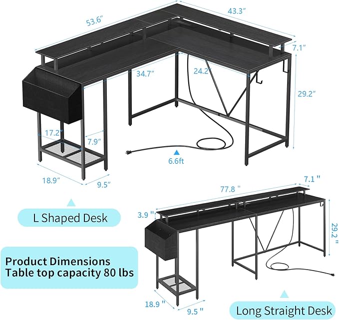 53inch L Shaped Desk, L Shaped Gaming Desk - Image 3