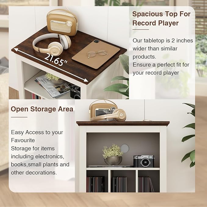 Farmhouse Record Player Stand, 3 Tier End Table, Turntable Stand - Image 3