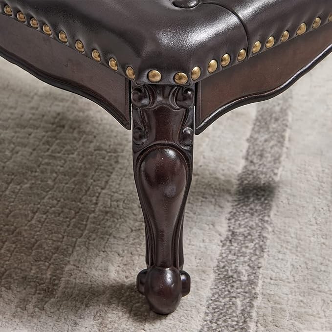 Foot Stool Ottoman with Microfiber Leather Cushion Footrest Sofa Stool - Image 6