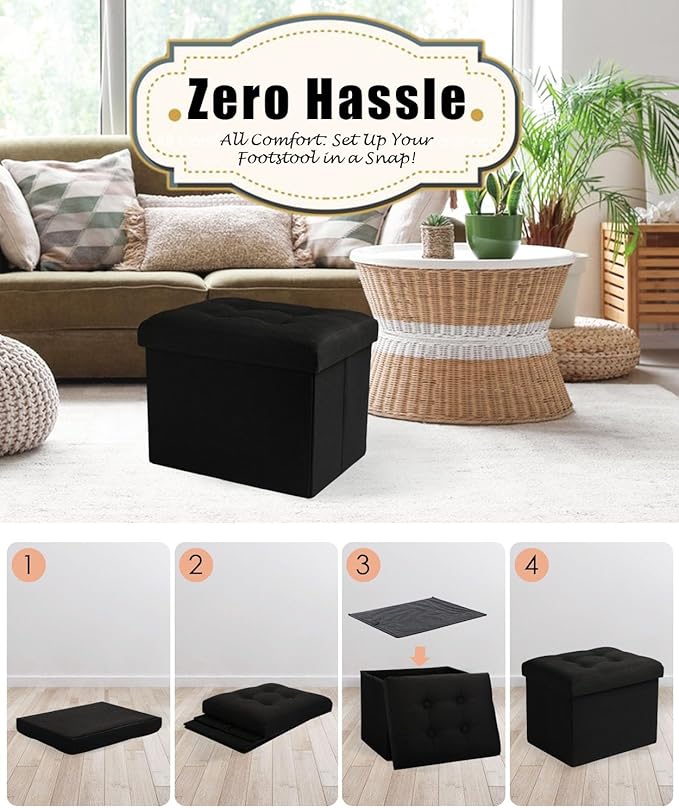 Ottoman Storage Ottoman Foot Rest Stool Foldable Bench - Image 4