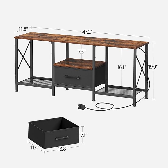 LED TV Stand with Fabric Drawer, Entertainment Center - Image 2