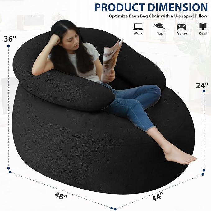 HABUTWAY Bean Bag Chair with U-Shaped Pillow - Image 2