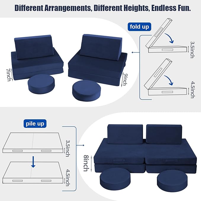 MeMoreCool Modular Kids Couch for Playroom, Building Fort Explorer Sofa - Image 3