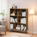8 Cube Bookshelf 3 Tier Mid-Century Rustic Brown Modern Bookcase by GRUSIGN