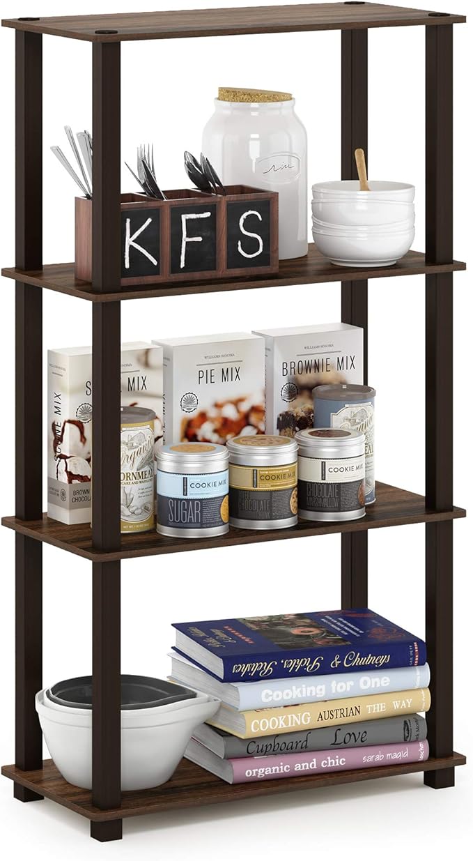 Furinno Turn-N-Tube 4-Tier Multipurpose Shelf Display Rack, Square Tube by Furinno-FitsYourSpaceFitsYourBudget