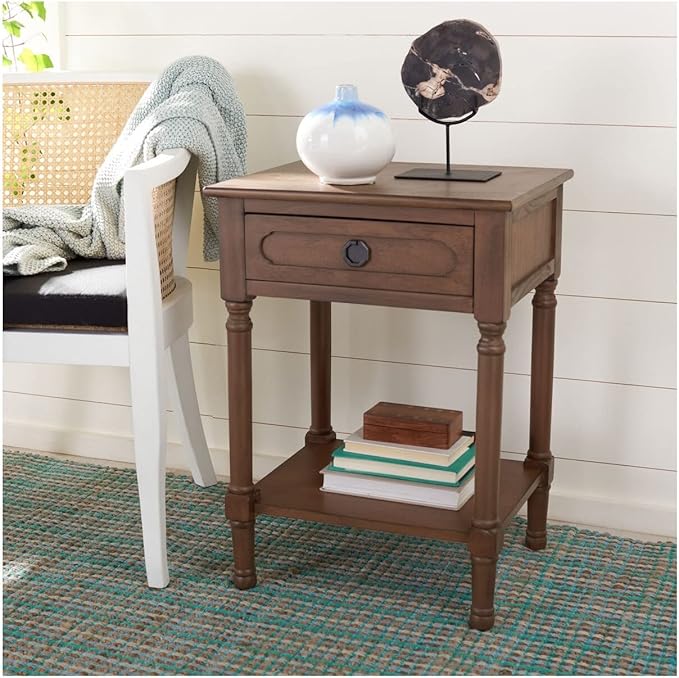 SAFAVIEH Home Collection Allura Distressed White 1-Drawer Bottom Shelf Accent - Image 2