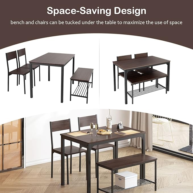 soges Dining Table Set for 4, 43.3 inch Kitchen Table Set - Image 5
