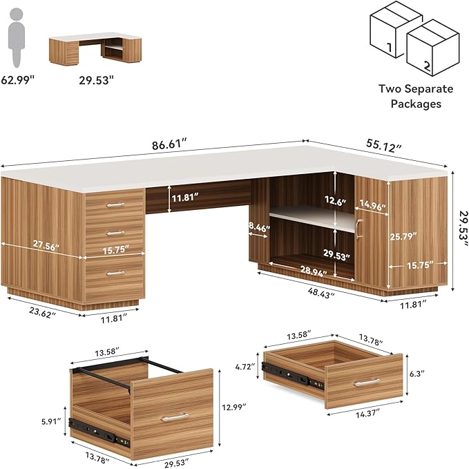 LITTLE TREE 87-Inch Modern Executive Desk - Image 2