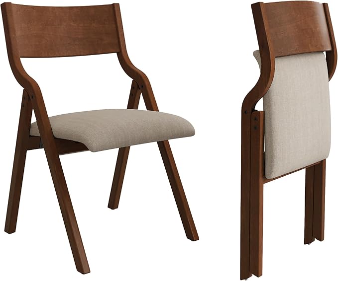 Folding Dining Chairs Set of 2, Upholstered Kitchen Chair - Image 6