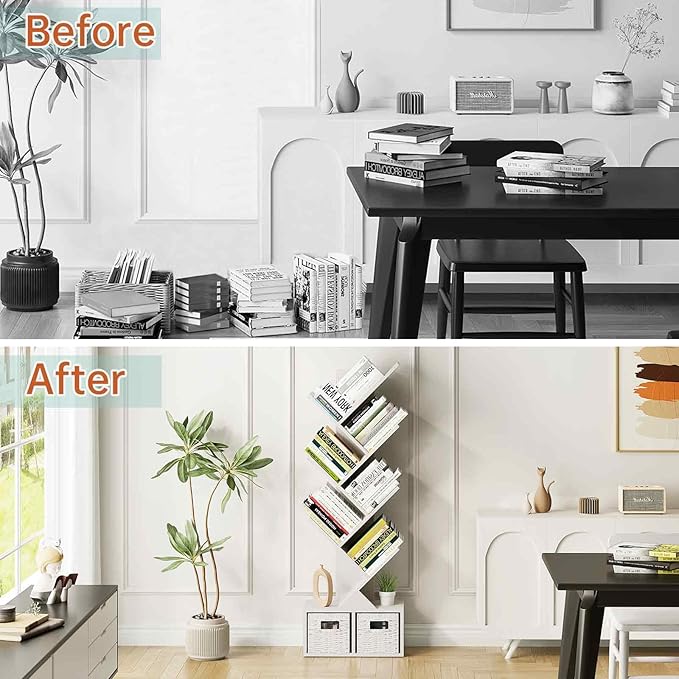 Vagusicc Tree Bookshelf, 6 Tier Bookshelf - Image 9