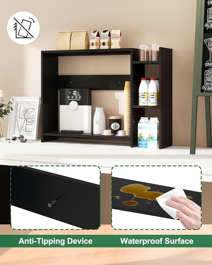 IBUYKE Desktop Bookshelf, 36.8" Desktop Organizer Shelf, Wood Desk Hutch - Image 4
