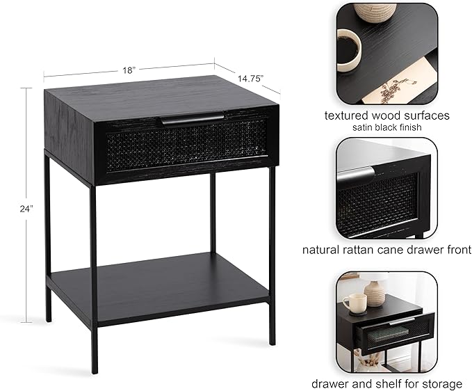 Kate and Laurel Ori Modern Cane Rectangle Side Table, Versatile Rattan Living - Image 3