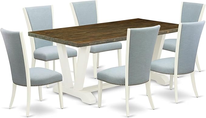 East West Furniture V077VE215-7 7 Piece Dining Table Set Consist of a Rectangle by EastWestFurniture