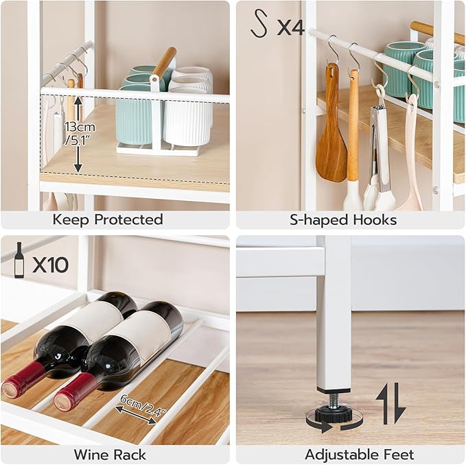 HOOBRO Kitchen Island with Storage, Kitchen Island Table with Power Outlet - Image 6