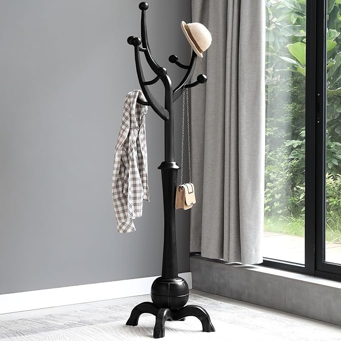 Heavy Duty Coat Rack Freestanding Wood Tree Rack by Bekrvio