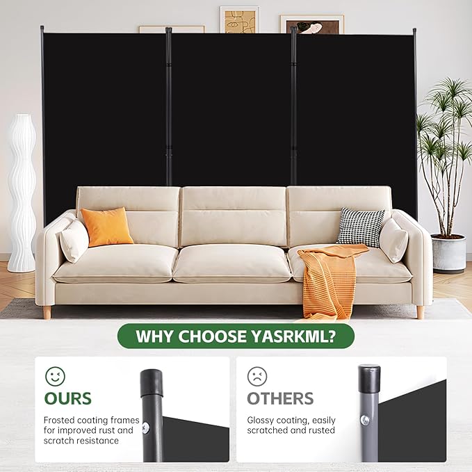 Room Divider Folding Privacy Screens, Portable Room Divider Panel 3 Panel - Image 2