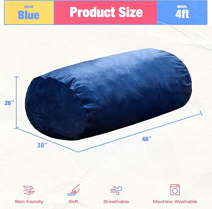 Hobestluk 4FT Bean Bag Chair Large Beanbag - Image 2