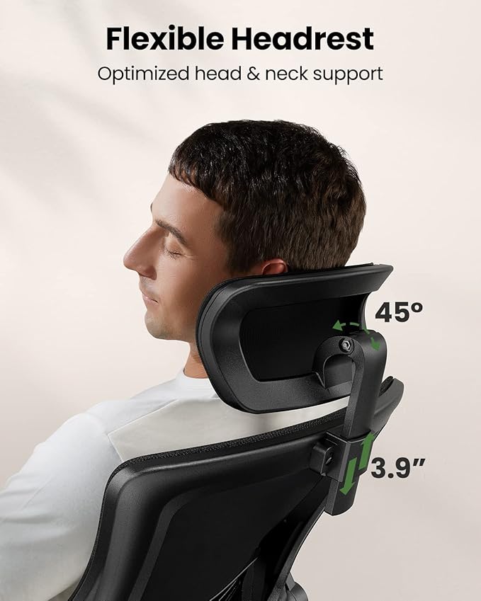 Marsail Office Chair Ergonomic Desk Chair, 360°Swivel Mesh Back Wide Computer - Image 5