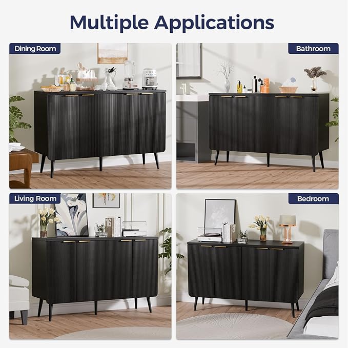 47.2" Buffet Cabinet with 4 Doors, Accent Sideboard Cabinet with Adjustable - Image 7