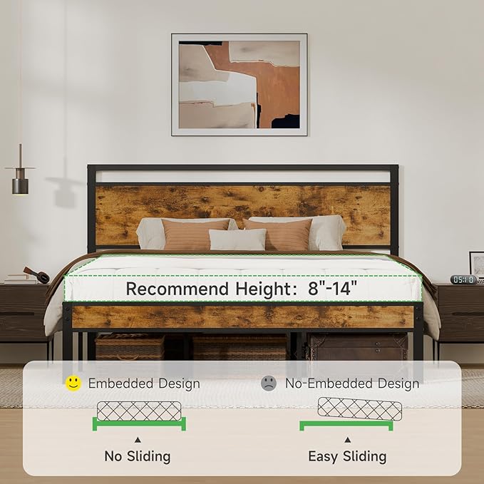Z-hom Upgraded King Size Bed Frame, Heavy Duty Metal Sturdy King Bed Frame - Image 9