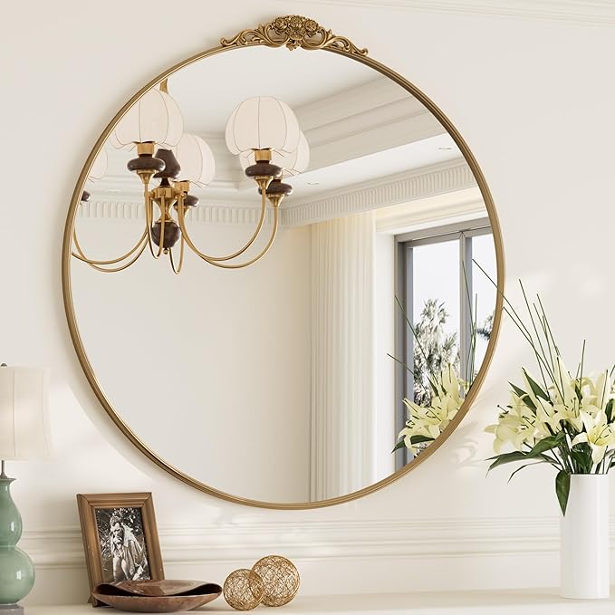 TokeShimi 36x36 Vintage Round Mirror by RefinedBathroomAccessories