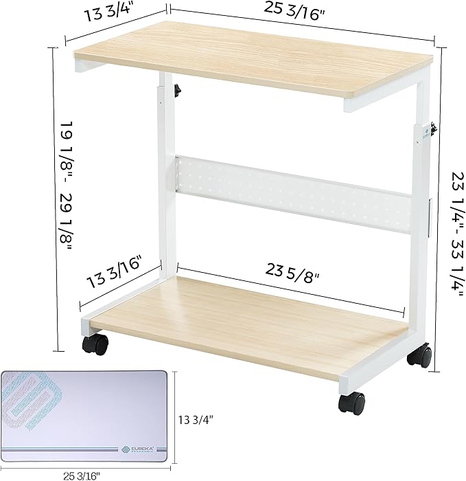 EUREKA ERGONOMIC PC Stand Computer Cart, Height Adjustable Tower Stand 2-Tier - Image 9