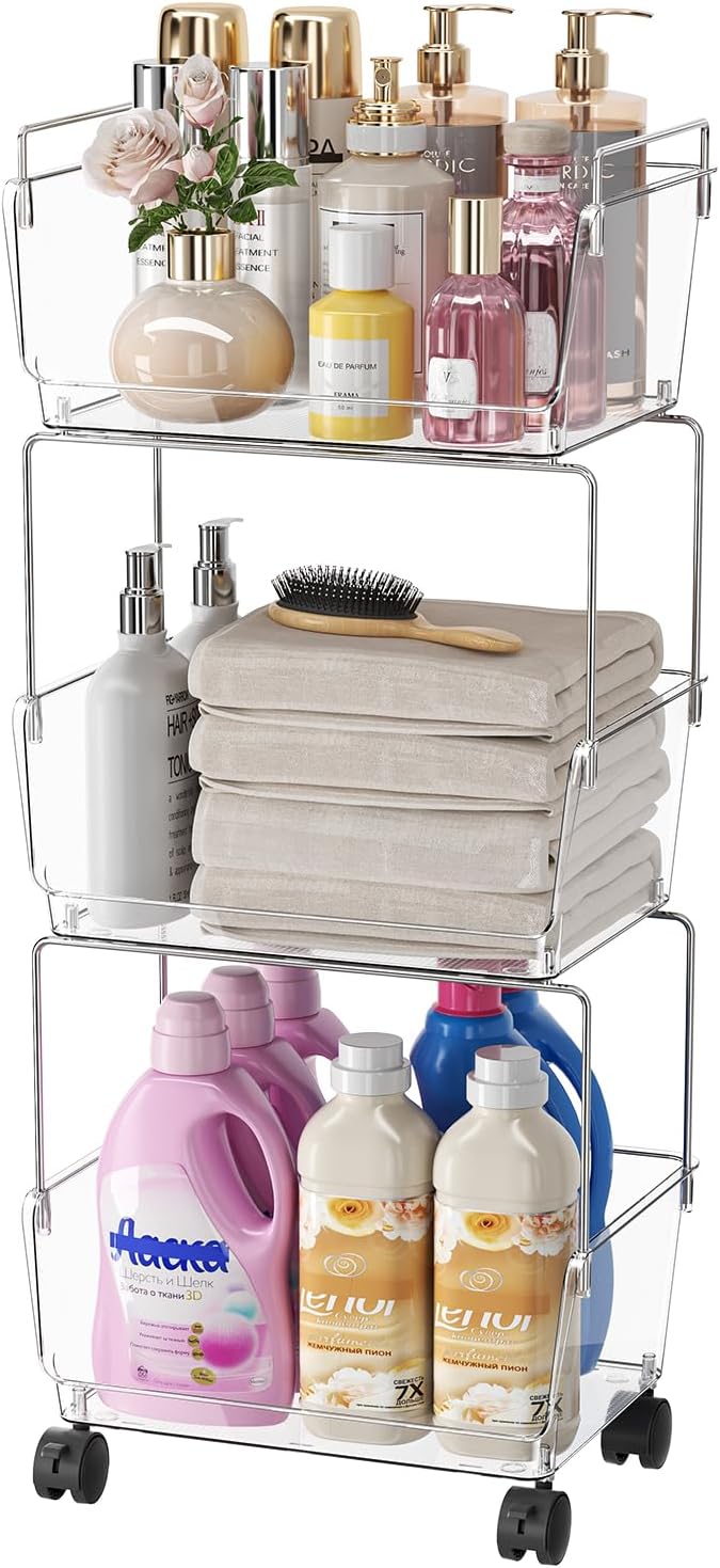 YCIA&DONE 3 Tier Rolling Cart, Storage Shelf Organizer by YCIADONE