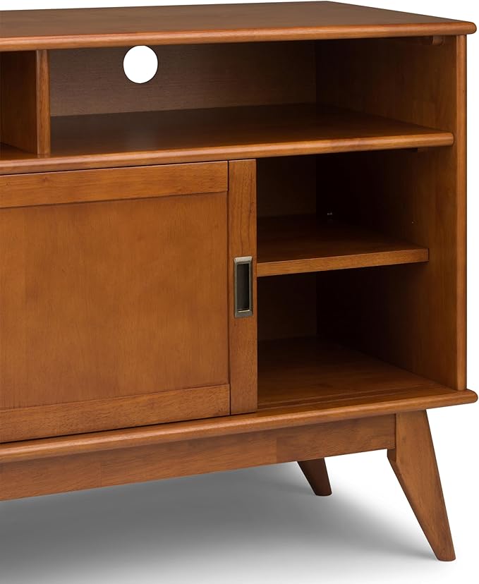 SIMPLIHOME Draper SOLID HARDWOOD 54 Inch Wide Mid Century Modern TV Media Stand - Image 6