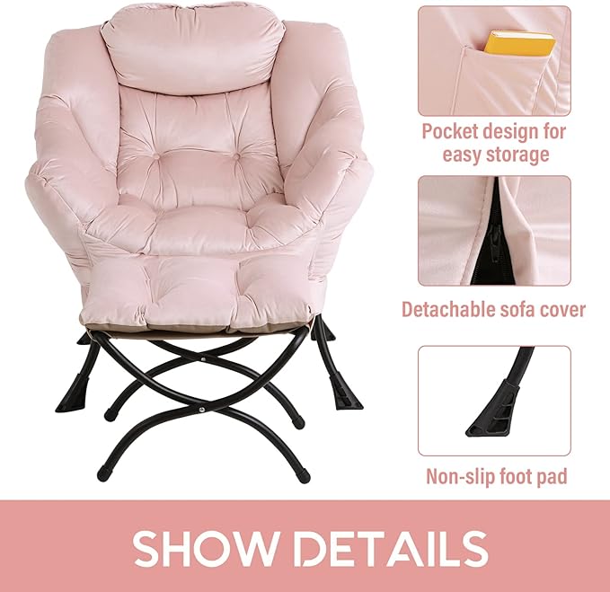 LITA Lazy Chair With Ottoman, Modern Accent Leisure Upholstered Sofa, - Image 5