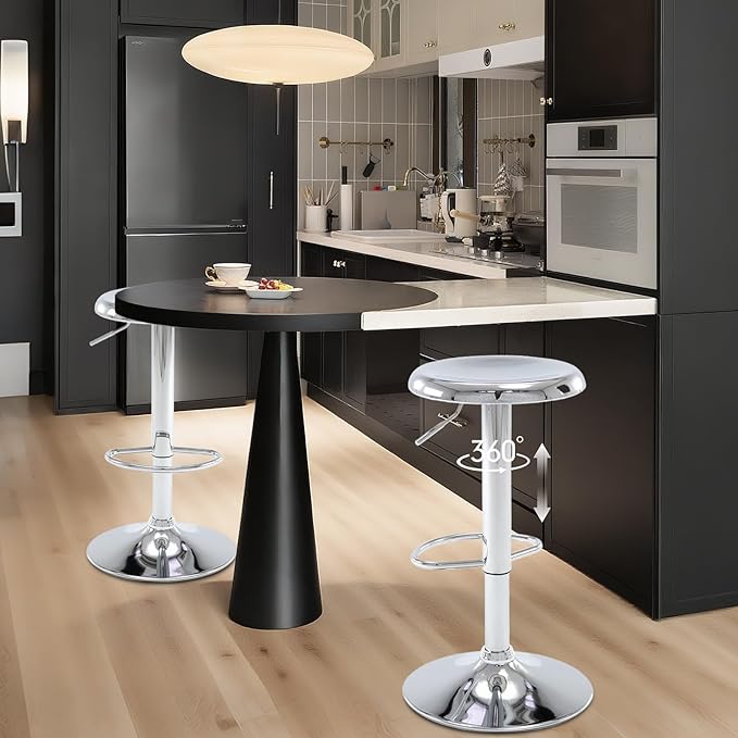 Bar Stools - 2 Pack, Adjustable Swivel Height Counter Bar Stool, Modern Metal - Image 2