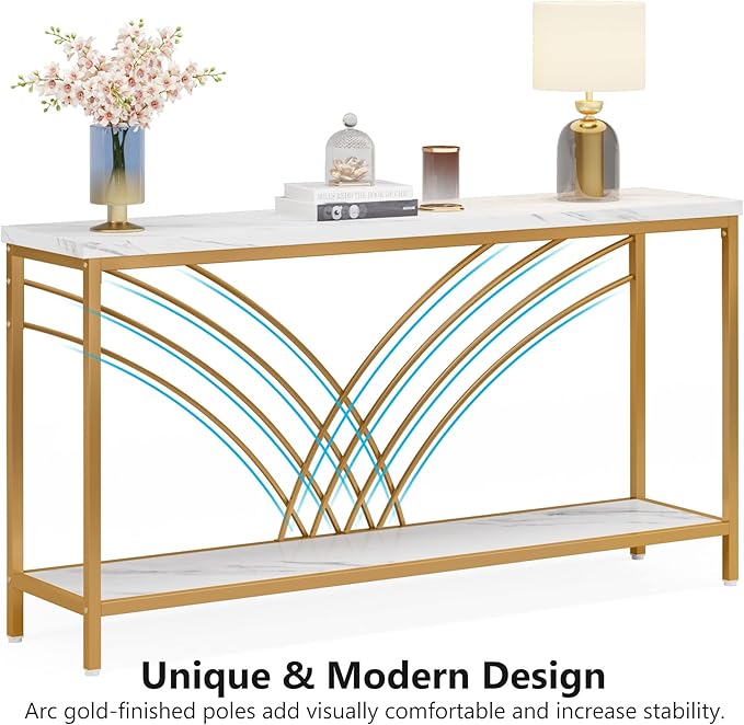 Tribesigns 70.9 inch Extra Long Console Table, Faux Marble Entryway Table - Image 6