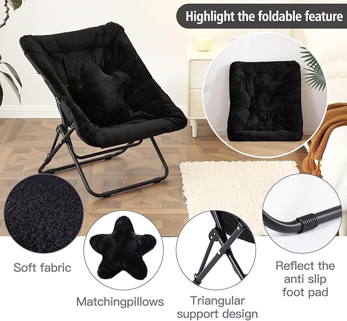 Welnow Comfy Saucer Chair, Oversized Folding Reading Chair - Image 4