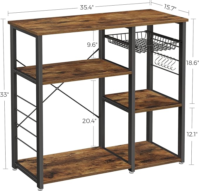 VASAGLE ALINRU Kitchen Baker’s Rack, Coffee Bar, Microwave Oven Stand, - Image 3