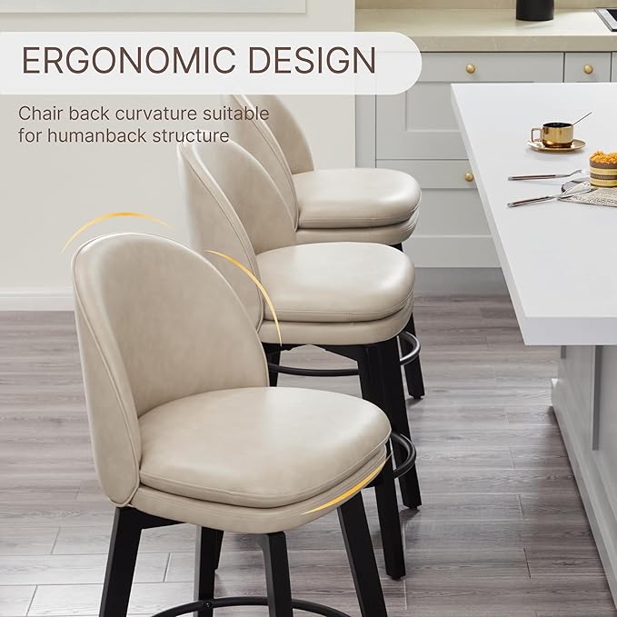 Counter Height Barstools 26 inch Upholstered Swivel Bar Stools - Image 7