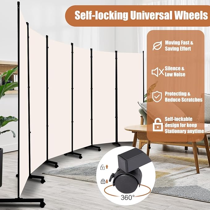 Room Divider Portable 132'' Partition Room Dividers and Folding Privacy Screens - Image 4