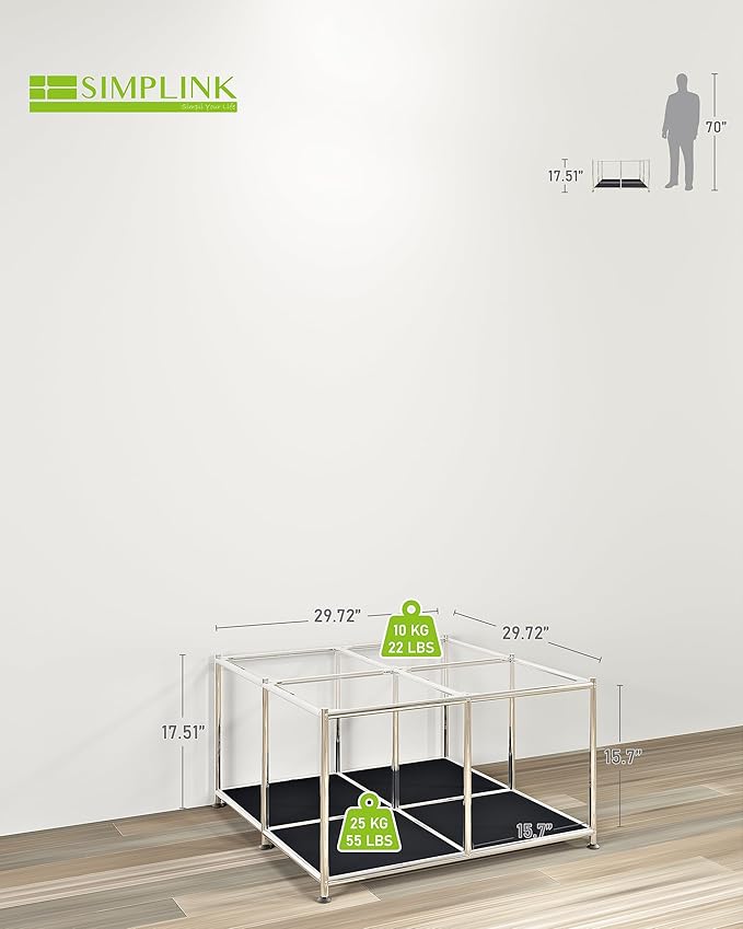 Matte Coffee Table with Open Storage, Square Tempered Glass Storage Rolling - Image 3