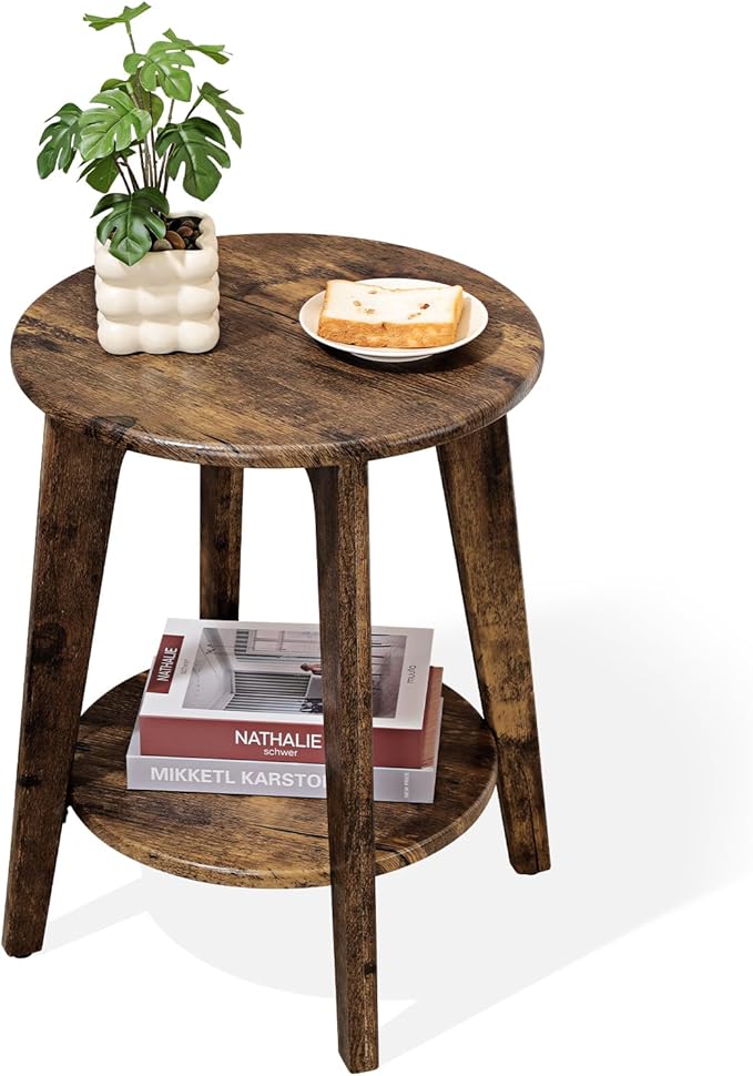 Small Round Side Table Wooden End Table by FEUFOAM