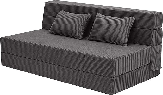 MeMoreCool Boneless Folding Sofa Bed Queen, Corduroy Convertible Sleeper Chair by MeMoreCool