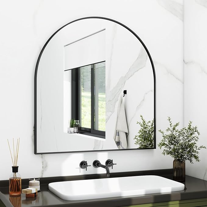 31"x32" Arched Wall Mirror for Bathroom, Living Room, Decorative Hanging Mirror - Image 8