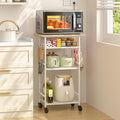 Rolling Kitchen Microwave Cart, 4 Tier Microwave Table Stand by ThreeHio
