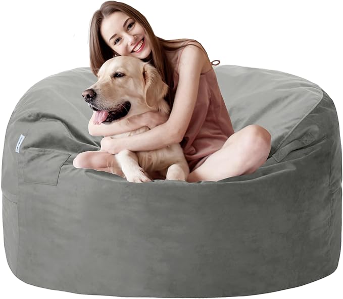 3FT Bean Bag Chair with Ultra Soft Velvet Cover Bean Bag Sofa with Memory Foam by Unknown