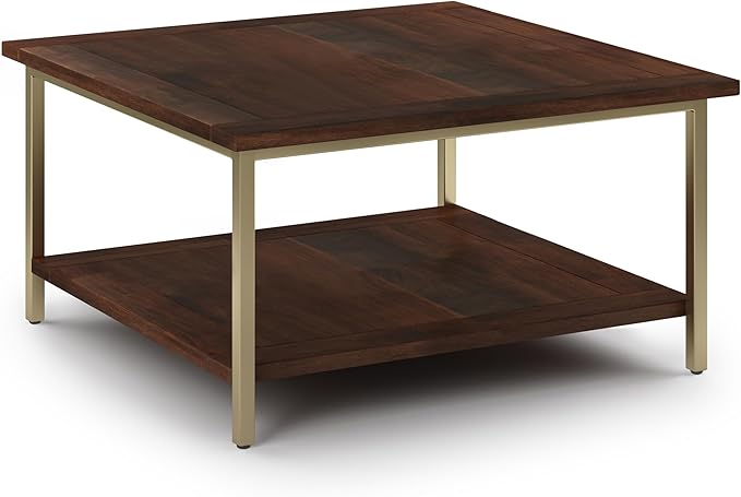 SIMPLIHOME Skyler SOLID MANGO WOOD and Metal 34 inch Wide Square Industrial by SimpliHome
