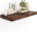 12" Deep Rustic Brown Floating Shelves, Over Toilet Long Wall Mounted Modern by Heimlove