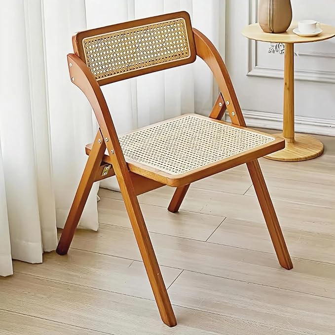 Simple Rattan Dining Chair Set of 2, Foldable Lounge Chair, Suitable - Image 9