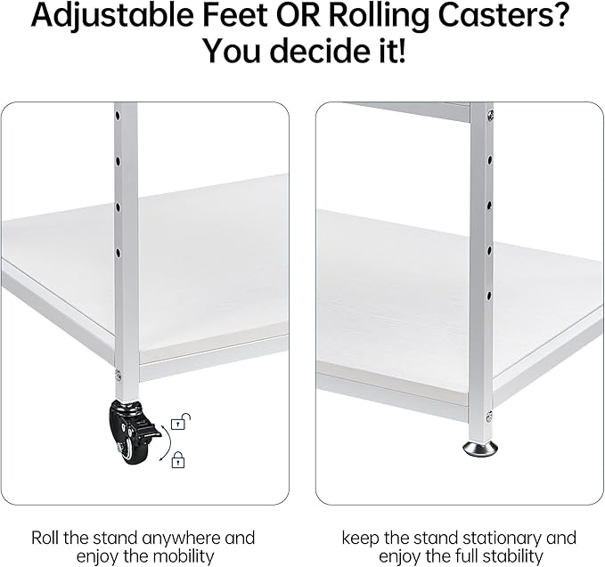 White Printer Stand, 23.6 x18.9 x 30 Inches Big Size Printer Table - Image 9