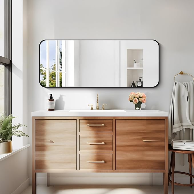 16" x 40"Bathroom Mirror, Matte Black Wall Mirror - Image 4
