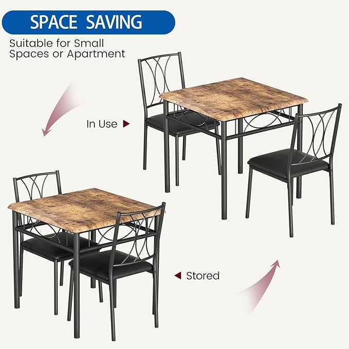 IDEALHOUSE Dining Table Set for 2, Square 3 Piece Kitchen Room Sets - Image 7
