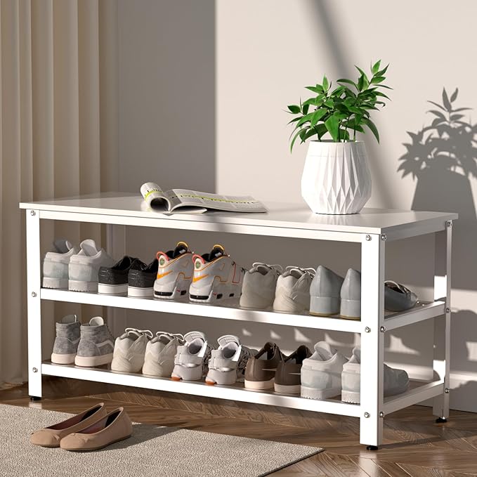 Apicizon White Shoe Rack, 35.5 Inches 3-Tier Shoe Rack - Image 8