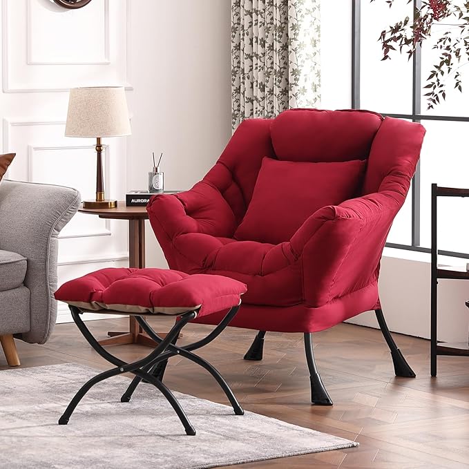 Lazy Chair with Ottoman, Modern Lounge Armchair with a Pillow, Leisure Sofa - Image 5